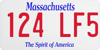 MA license plate 124LF5