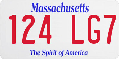 MA license plate 124LG7