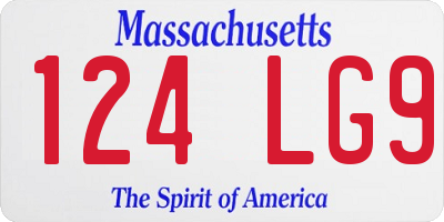 MA license plate 124LG9