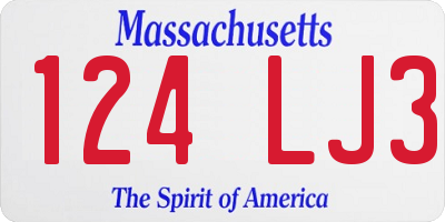 MA license plate 124LJ3