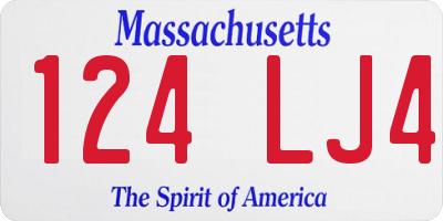 MA license plate 124LJ4