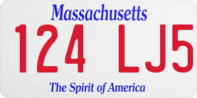 MA license plate 124LJ5