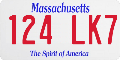 MA license plate 124LK7