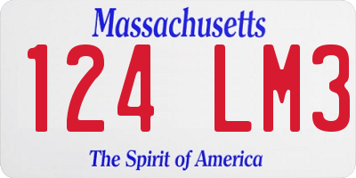 MA license plate 124LM3