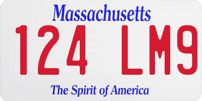MA license plate 124LM9