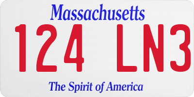 MA license plate 124LN3