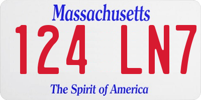 MA license plate 124LN7