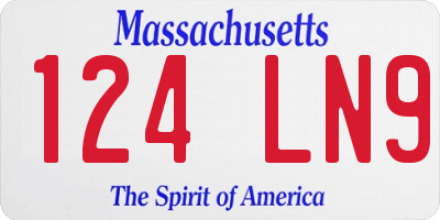MA license plate 124LN9