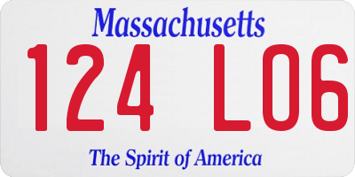 MA license plate 124LO6