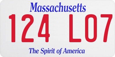 MA license plate 124LO7
