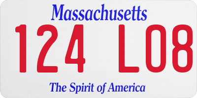MA license plate 124LO8