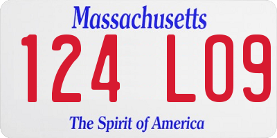 MA license plate 124LO9
