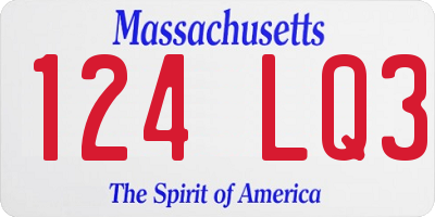 MA license plate 124LQ3