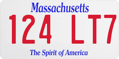 MA license plate 124LT7