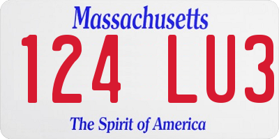 MA license plate 124LU3