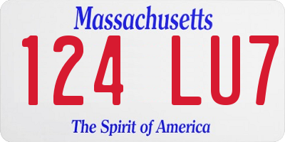 MA license plate 124LU7
