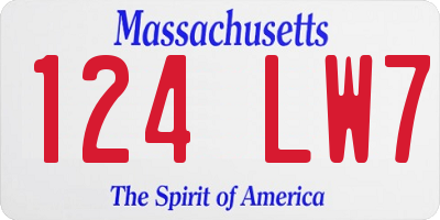 MA license plate 124LW7