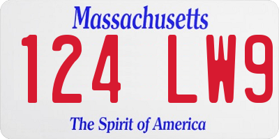 MA license plate 124LW9