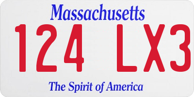 MA license plate 124LX3