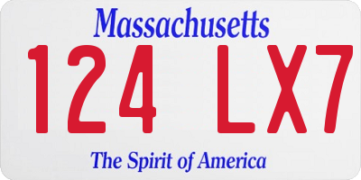 MA license plate 124LX7