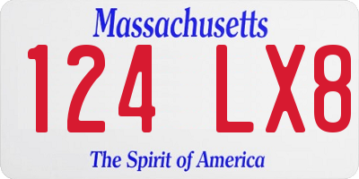 MA license plate 124LX8