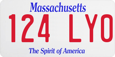 MA license plate 124LY0