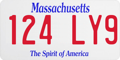 MA license plate 124LY9