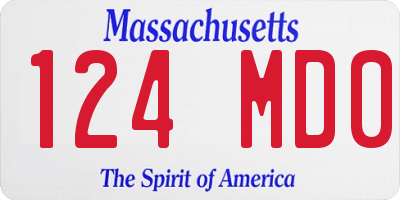 MA license plate 124MD0