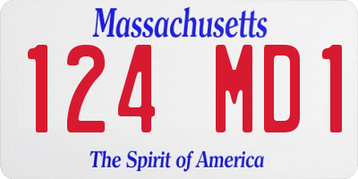 MA license plate 124MD1