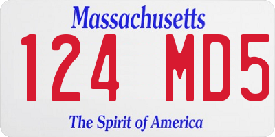 MA license plate 124MD5