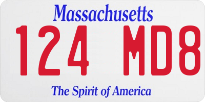 MA license plate 124MD8