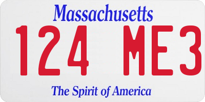 MA license plate 124ME3