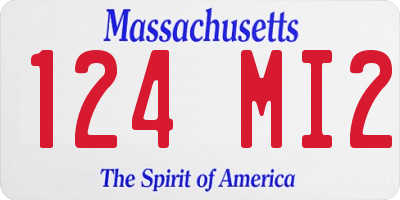 MA license plate 124MI2