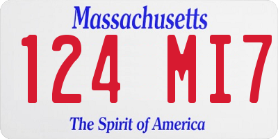 MA license plate 124MI7