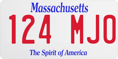 MA license plate 124MJ0