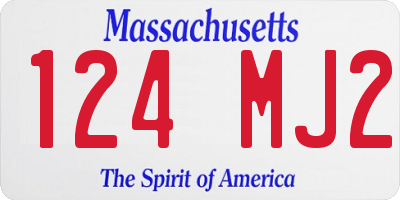 MA license plate 124MJ2