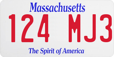 MA license plate 124MJ3