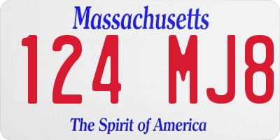 MA license plate 124MJ8