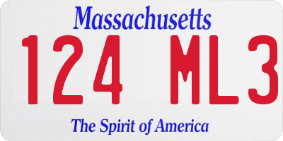 MA license plate 124ML3