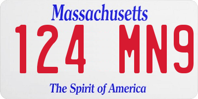MA license plate 124MN9
