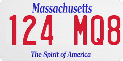 MA license plate 124MQ8