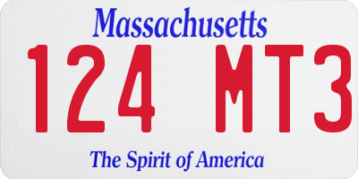 MA license plate 124MT3