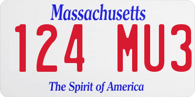 MA license plate 124MU3