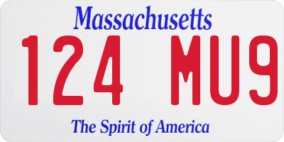 MA license plate 124MU9