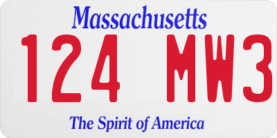 MA license plate 124MW3