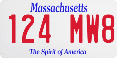 MA license plate 124MW8