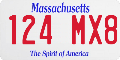 MA license plate 124MX8