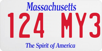 MA license plate 124MY3
