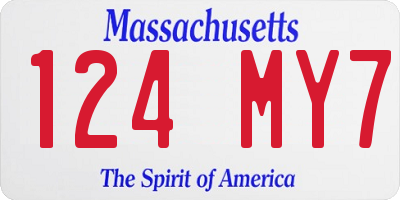 MA license plate 124MY7
