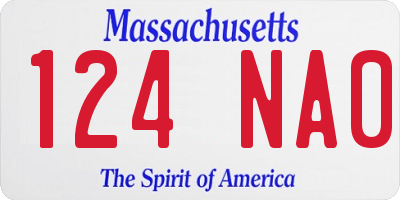 MA license plate 124NA0